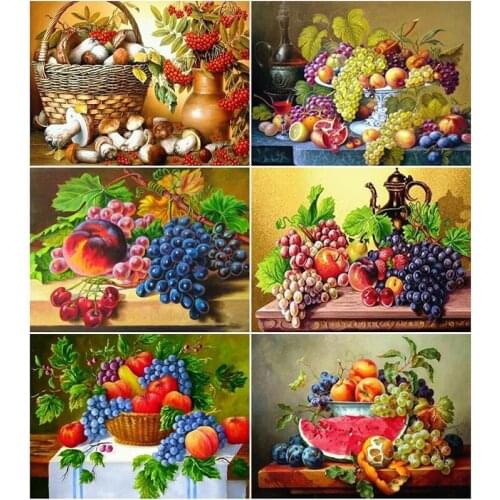 5D DIY Diamond Painting Fruits Dish Diamond Embroidery Full Cross Stitch Needlework Rhinestone Mosaic Home Decor Handmade Gift