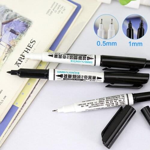 6pcs Permanent Markers Pens Fine Point Black Blue Red Ink 0.5mm and 1mm Art Pen for drawing Student Supplies