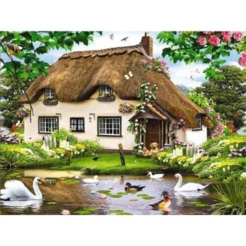 Landscape Diamond Embroidery Village Villa Home Diamond Painting Mosaic Cross Stitch Kits EmbroideryDiamond Embroidery Painting