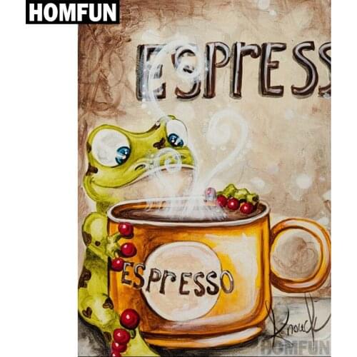 HOMFUN Full Square/Round Drill 5D DIY Diamond Painting "Frog ESPRESSO" 3D Embroidery Cross Stitch 5D Home Decor Gift A00620