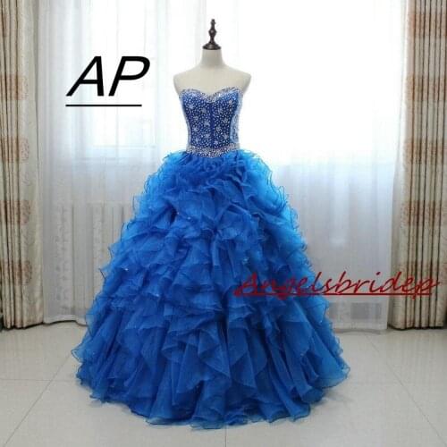 ANGELSBRIDEP Sweetheart Organza Ball Gown Quinceanera Dresses 2021 Luxury Crystals Sweet 16 Princess Vestido 15 Anos