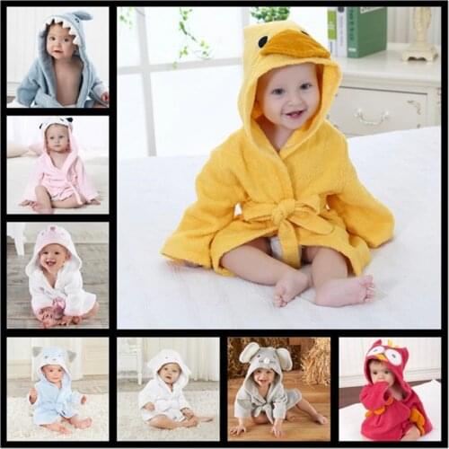 4-6Y Cotton Kids Robes Newborn Bath Towel Hood Cartoon Fashion Sleepwear Girls Boys Bathrobe For Children Baby Receiving Blanket