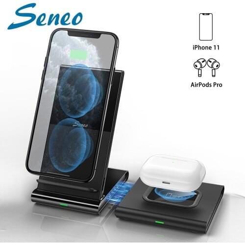 Seneo PA211 Wireless Charger 2 in 1 Magnetic Wireless Charging Stand for iPhone 12 Pro Max Mini for Airpods Pro 2 Charger Holder