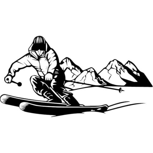 10CM*18CM Brave Ski Adventure Sticker Decorative Car Vinyl Decal Black/Silver anime car accessories