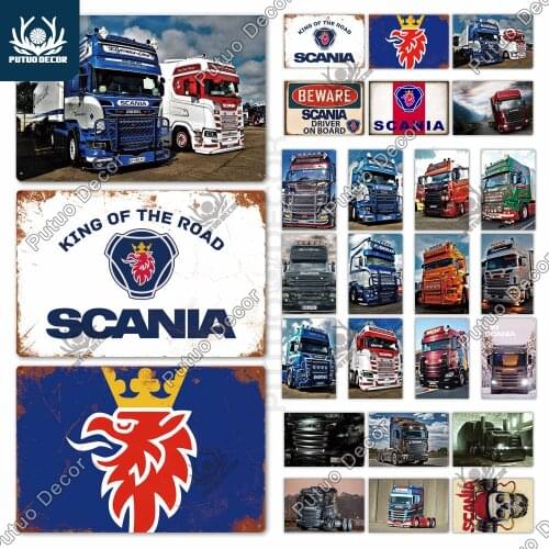 Putuo Decor Scania Metal Sign Vintage Plaque Metal Tin Sign Metal Poster Wall Decor for Garage Bar Pub Man Cave Decorative Plate