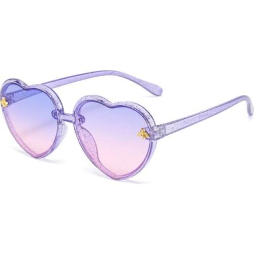 Child Sunglasses Heart Vintage Purple Summer Crystal Sunglasses Girl LOVE Clear Glasses Retro Cute Oculos