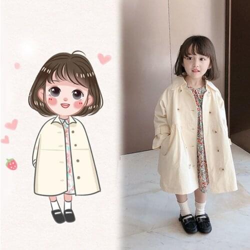 Children Coats For Girls 2020 Spring Baby Girl Windbreaker Double Breasted Waterproof Long Kids Jackets Children Outerwear 2-9Y