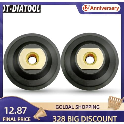 DT-DIATOOL 2pcs M14 Thread Dia 3"/80mm Back Pad for Diamond Rubber based Polishing Backer Pads Sanding Discs Backing Holder