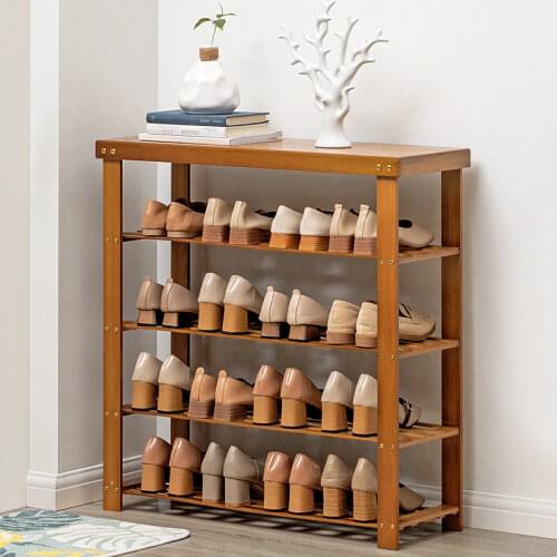 2 Tier Bamboo Shoe Organizer Rack Simple Modern Change Shoes Bench Entryway Storage Shoes Cabinet Multifunctional Wooden Seat