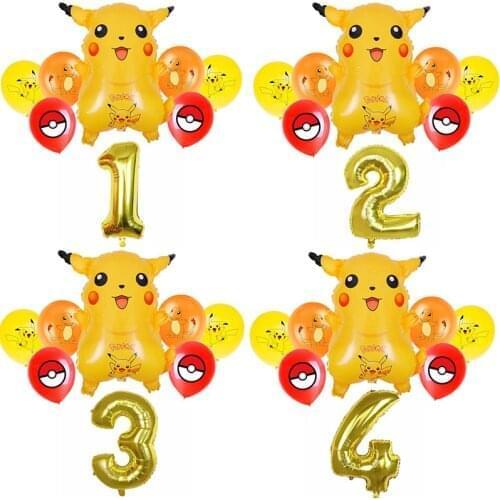 TAKARA TOMY Pikachu Balloon Set Children Birthday Party Backdrop Pokemon Boy Girl Kid Game Party Supplies Latex Balloon Home