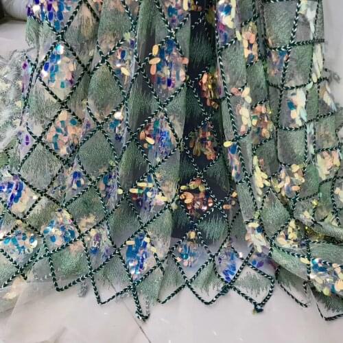 French sequin lace fabric 2021 high quality African Nigeria embroidered tulle lace fabric for wedding sewing J40331