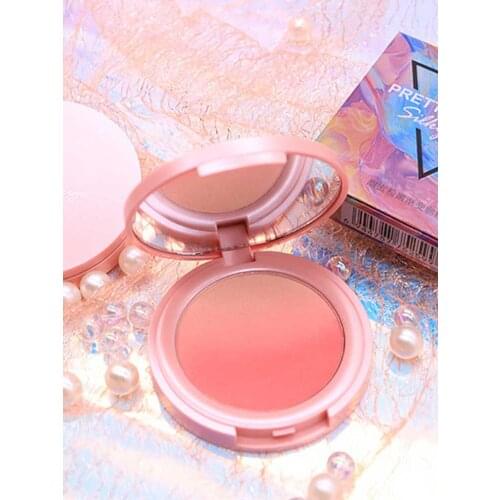 TT Gradient Blush Genuine Nude Makeup Natural Red Female Rouge Makeup Palette Repair Highlight Three-in-One Purple Bi-Color
