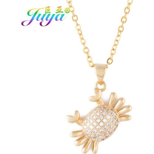 Juya 2018 New Arrival Fashion Necklace Micro Pave Zircon Crab Pendant Necklace For Women Girls Handmade Jewelry Necklace