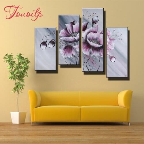 4 piece Purple flowers,Diamond Embroidery painting,Full Diamond Painting,Cross Stitch,Rhinestone,Diamond Mosaic home Decoration