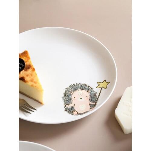 8 inch ceramic plates bone china steak desserts plate creative cute animal panda rabbit bear hedgehog on glazed dish home use
