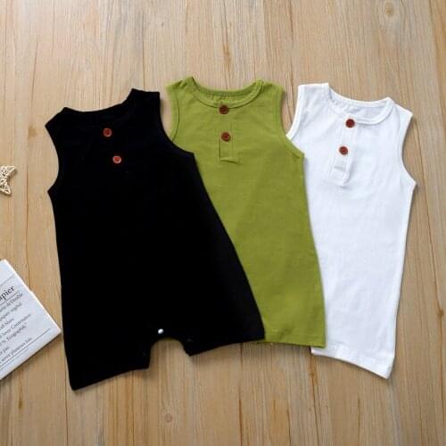 Newborn Baby Boy Girl Cotton White Black Green Sleeveless Romper Clothes Outfits T-Shirt Short Pants for 0-2T CL302