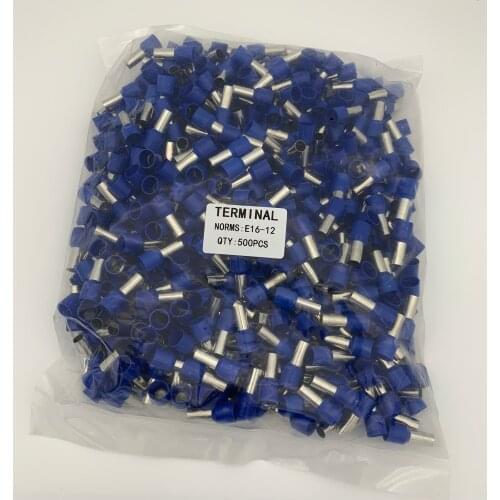 100PCS/Bag E10-12E16-12Tube Insulated cord end terminals 2MM Cable Connector wire terminals Insulating Crimp Terminal Connector