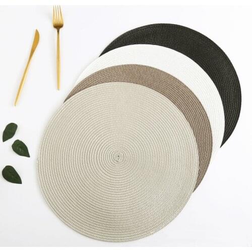 Table Round Placemat Weave PP Dining Napkin Mats Bowl Pad Hotel Cutlery Table Decoration Tray Mat Braided Style Placemat coaster
