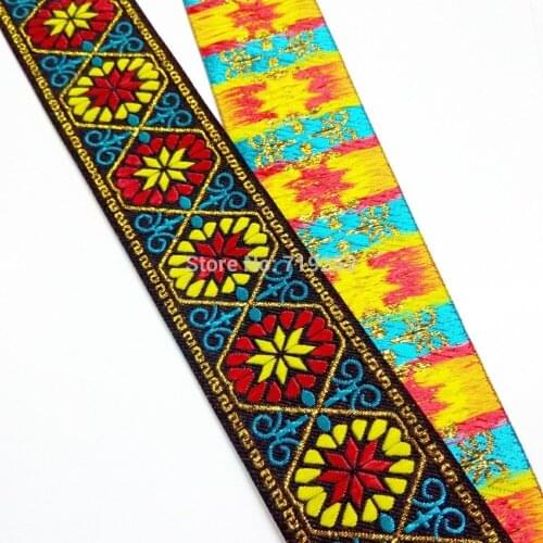 50mm 5cm 2'' Costume Curtain Decoration Laciness Lace Woven Embroidered National Jacquard Ribbon Webbing Octagon Flower Filigree