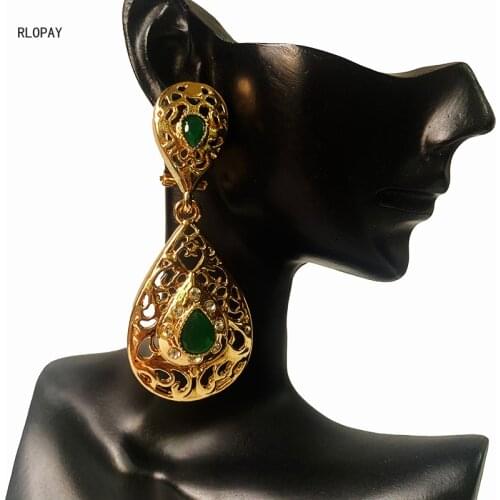 Best Selling 2020 Earrings for Women Water Drop Dangling Earring with Rhinestones Arabic Luxury Wedding Earrings In Gold