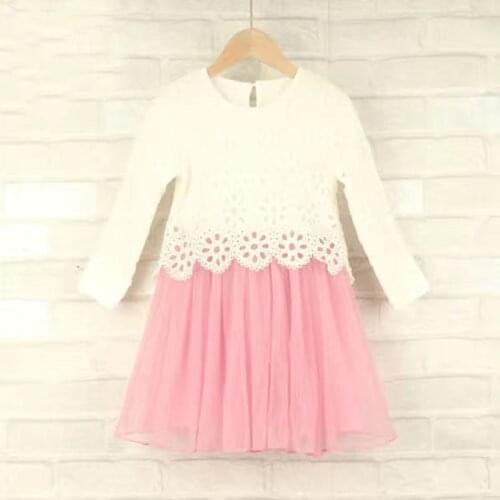 MERI AMMI For Children Girl Autumn Dressing Clothing Stripe Lace Floral Dresses For 2-8 Year Girl,J612