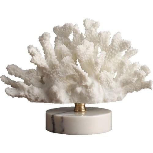 Marble Coral Ornaments Creative Mediterranean Plant Resin Sculpture Crafts Modern Home Decoration Accessories Desk Furnishings