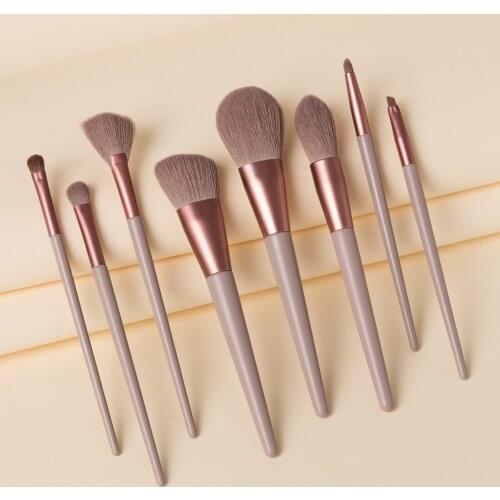8pcs Makeup Brush Set White Concealer Foundation Blush Powder Blend Cosmetic Make Up Brushes Eyeshadow Fan Highlighter Brush