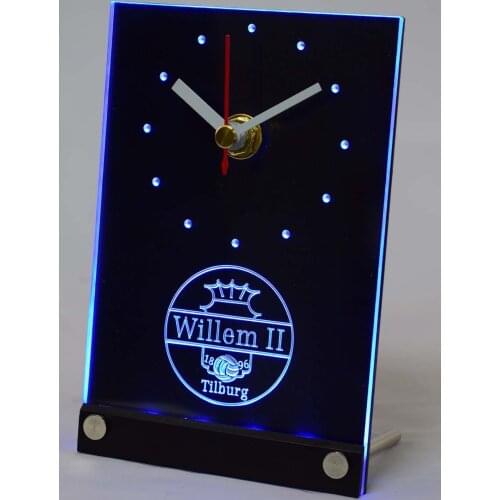Tnc1021 Willem II Tilburg Eredivisie Football 3D LED Table Desk Clock