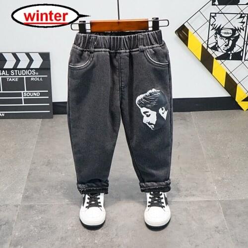 New Brand Winter Boys Jeans Thicken Boys Warm Kids Trousers Elastic Waist Demin Pants For Children Plus Velvet Trousers 2-10T
