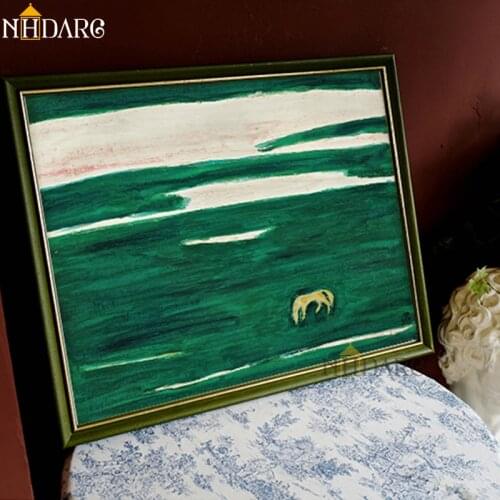 Canvas Print Painting Posters Pictures Green Prairie Cow Vintage Elegant Artwork Wall Art Living Room Home Hallway Decoration