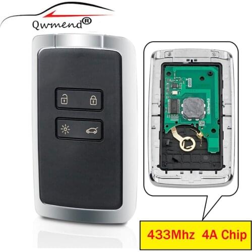 QWMEND Smart Remote Key Keyless Go 434mhz Hitag AES 4A Chip For Renault Megane 4 Talisman Espace 5 Kadjar Koleo 2015