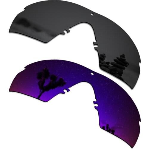 SmartVLT 2 Pieces Polarized Sunglasses Replacement Lenses for Oakley Si M Frame 2.0 Stealth Black and Plasma Purple