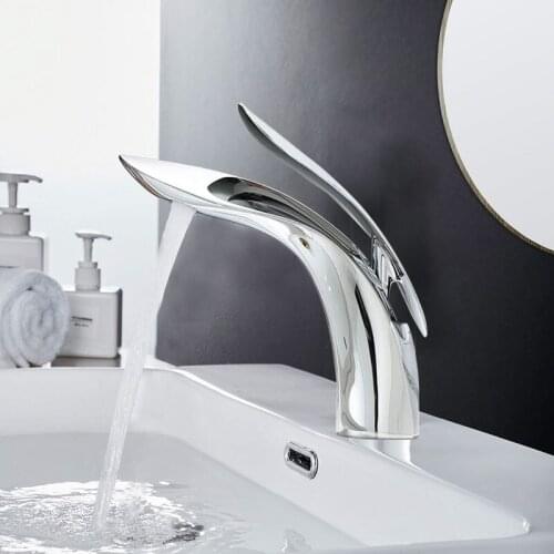 New 4 Colors Basin Faucets Rose Gold Bathroom Faucet Waterfall Single Hole Cold and Hot Water Tap Basin Faucet Mixer Taps