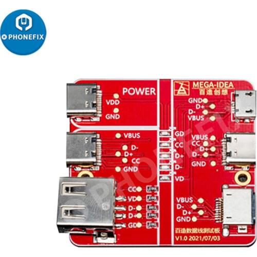 QianLi Mega-iDea Data Cable On-Off Detection Board Test Tool Double-head Type-C Light Lighting Data Cable Switching Test Board