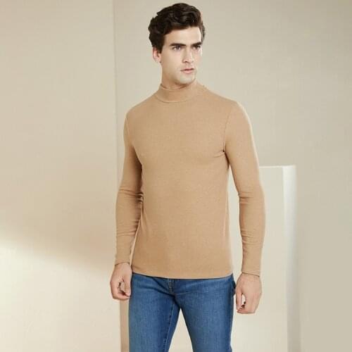 SHUCHAN Half High Collar 52%Regenerated Cellulose Thermal Underwear Men Ropa Interior Invierno Termo Termico Winter Long Sleeve