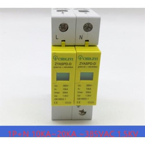 SPD 1P+N 10KA~20KA ~385VAC 1.5KV House Surge Protector Protective Low-voltage Arrester Device