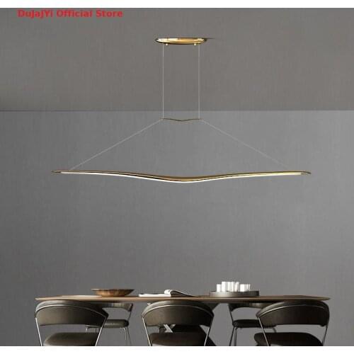 All copper LED Nordic strip light restaurant chandelier minimalist office light luxury modern dining table chandelier lighting
