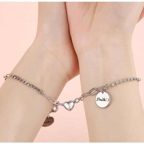 Japan and South Korea Fashion Simple Frosty Wind Ins Trend Romantic Love Magnet Attracting Bracelet Couple Bracelet