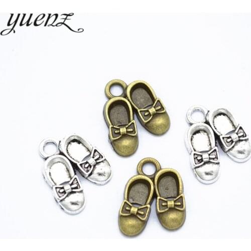 YuenZ 15pcs 2 colour Antique Silver color Shoes Charm fit for Bracelets Necklace DIY Metal Jewelry Making 17*14mm N146