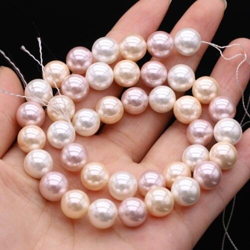 1 Strand Hot Sale Round White Powder Purple Mixed Color Shell Beads Beaded for DIY Craft Bracelet Necklace Jewelry Making