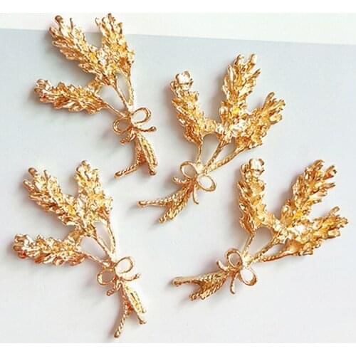 10Pieces 55*34mm Metal Wheat Decorative Diy Hair Accessories Brooch Jewelry Making Accessories