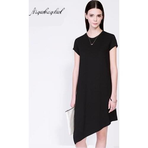 2020 Europe fashion Asymmetric dress,comfortable brand cotton dress,plus size XS-5XL 6XL modal dress black white red