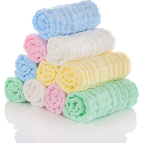 5pcs/set Baby towel 100% Cotton Square Muslin Baby Towels 6 layers Water Washing Handkerchief Newborn Baby Nursing Towel 30*30cm