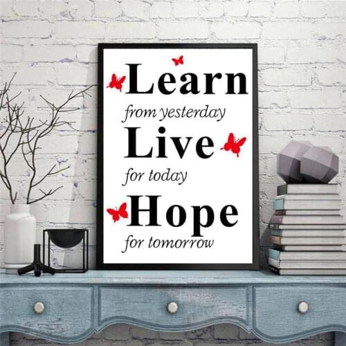 English Alphabet Butterfly Canvas Painting Frameless Motivational Motto Letter Wall Picture Abstract Art Poster Home Decoration