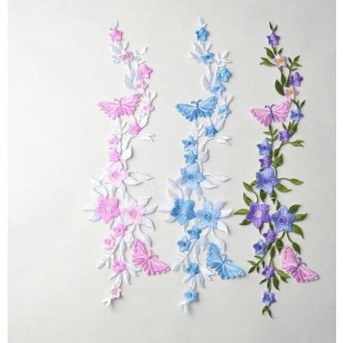 Butterflies and flowers Embroidery Iron Sew Patches for Clothing Applique DIY Hat Coat Dress Pants Accessories Cloth paste