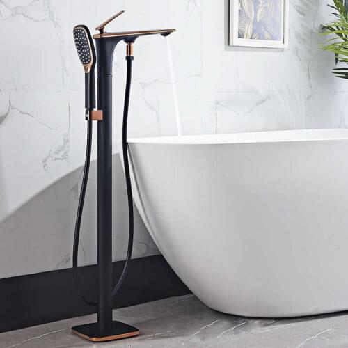 Black bath bronze faucets diverging shower floor standing bath nozzle mixer faucet shower water for bath