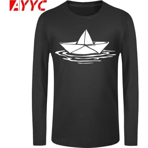 AYYC long sleeve tee casual cotton cool boat print men t shirt summer men tshirt streetwear mens t-shirt top tee shirts