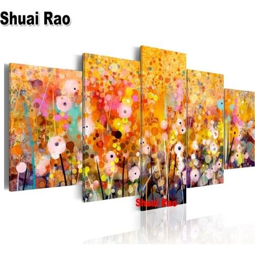 Amber Garden 5 Panel 5d diy diamond painting cross stitch full square round drill mosaic Animal diamond embroidery Home Art