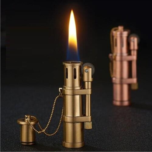 Kerosene Lighter Cylindrical Design Metal Craft Pendant Windproof Gasoline Lighter Outside Tool Toy