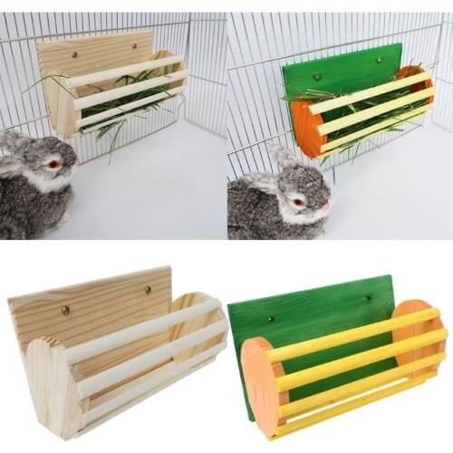 Rabbits Grass Feeder Wooden Hay Manger Cage Food Feeder Grass Container Hay Rack Holder for Chinchilla Guinea Pigs